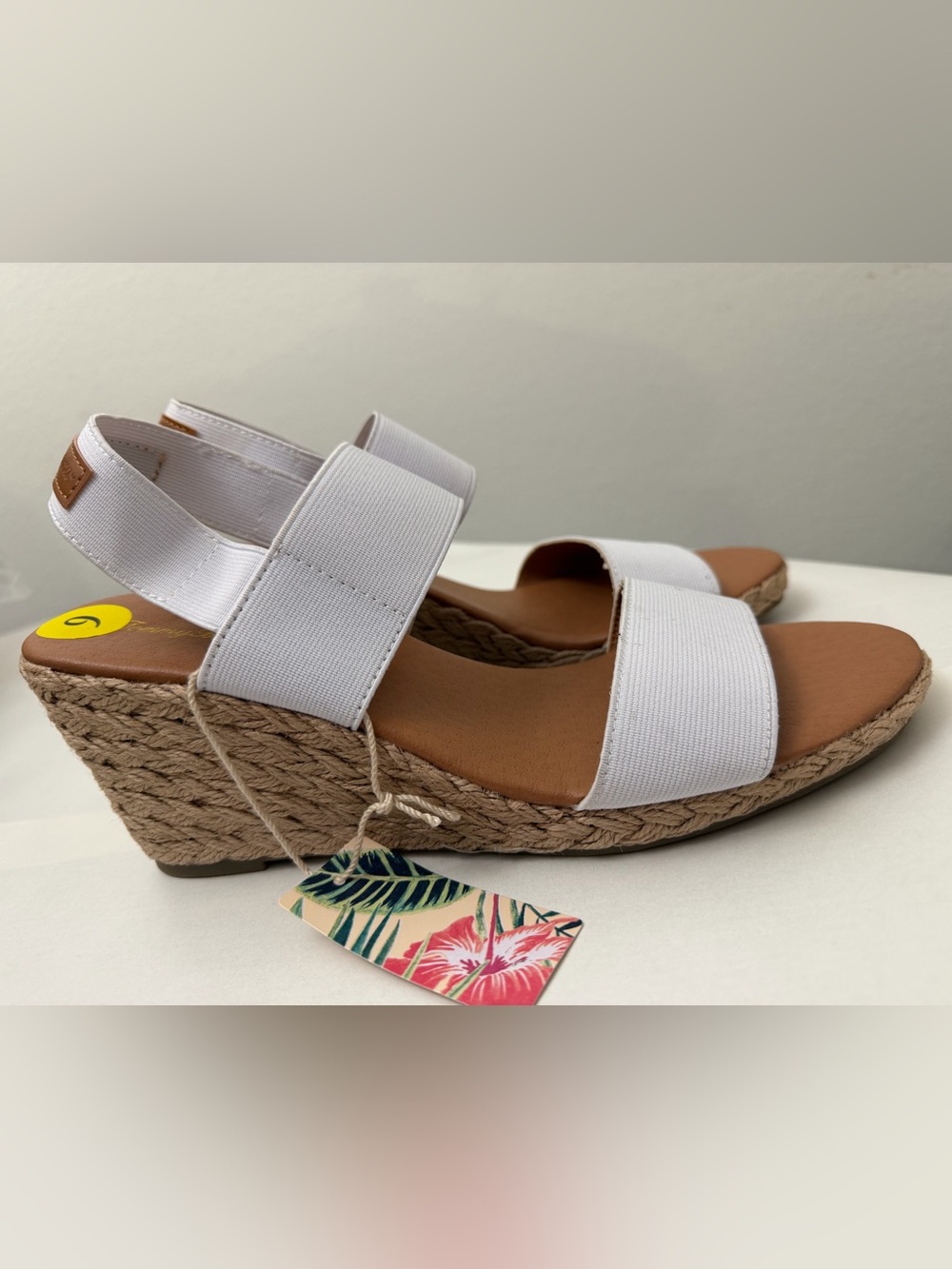 Tommy Bahama Women’s White Elastic Strap Espadrille Wedge Sandals